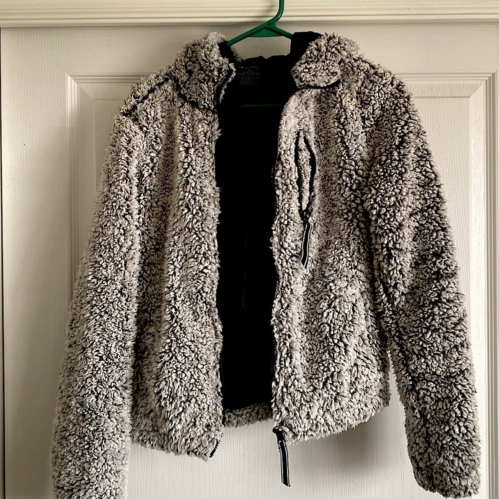 Black and white soft jacket.